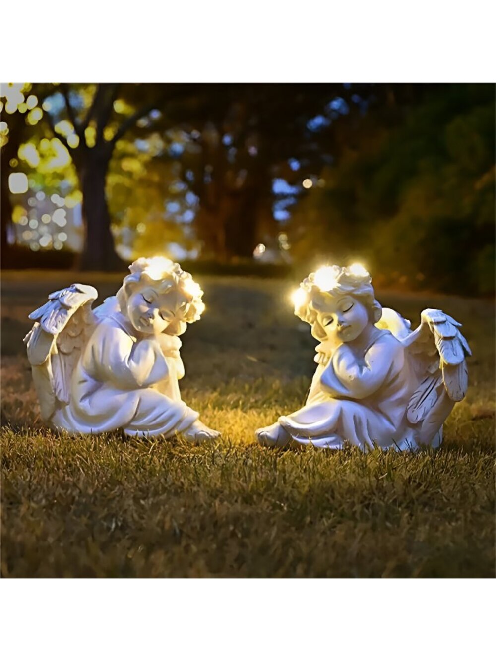 Angel Statue Garden Decor for Outside Solar Outdoor Decorations Patio Cherub